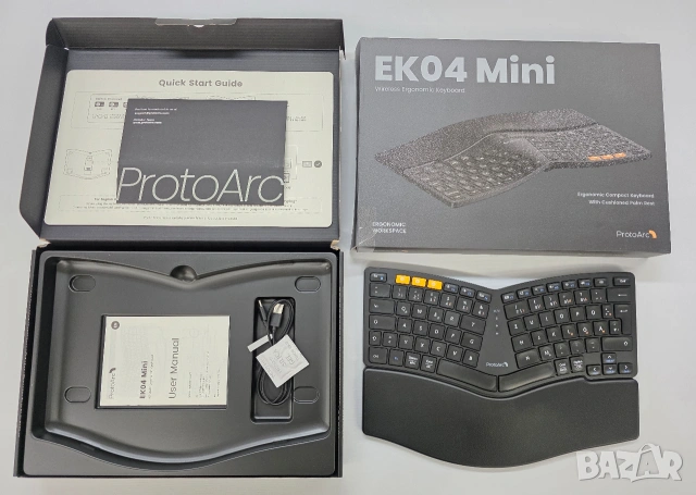 ProtoArc EK04 Mini: Безжична Ергономична Клавиатура с 2х Bluetooth и 2.4G ресивър, снимка 13 - Клавиатури и мишки - 53256047