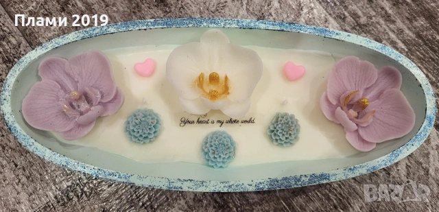 Ръчно изработена керамика с ароматна свещ със соев восък , снимка 5 - Декорация за дома - 53653184