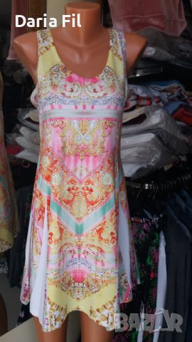 УНИКАЛНО КРАСИВА рокля в слънчеви цветове с дантела в горната част на гърба, снимка 1