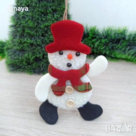 3392 Коледна фигура за окачване Снежко с червена шапка, 16 см, снимка 3 - Декорация за дома - 39158000