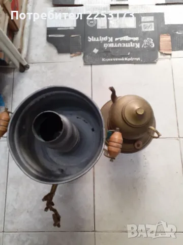 Стар месингов самовар с чайник горе, снимка 3 - Колекции - 48703506