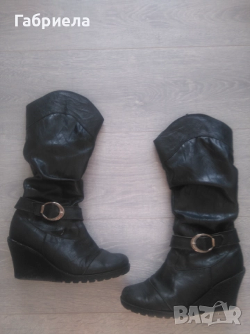 Ботуши на платформа, естествена кожа