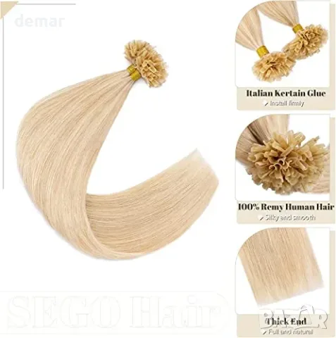 35,6 см SEGO U-tip хуман коса, 50 г, 100 кичура (0.5 г), Remy, снимка 2 - Аксесоари за коса - 55871329