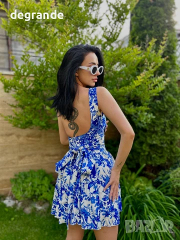 Прекрасна синя рокля с панделка , снимка 2 - Рокли - 50870625