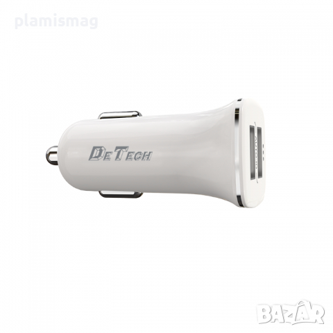 Зарядно устройство за кола DeTech, DE-C01i, 5V/2.4A, 12/24V, С Lightning кабел, 2 x USB, Бял, снимка 8 - Зарядни за кола - 36286846