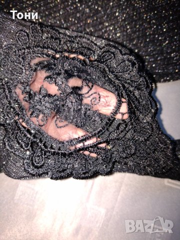 Дамско поло с дантела, ламе в цвят тъмно сиво / черно, снимка 8 - Блузи с дълъг ръкав и пуловери - 34520433