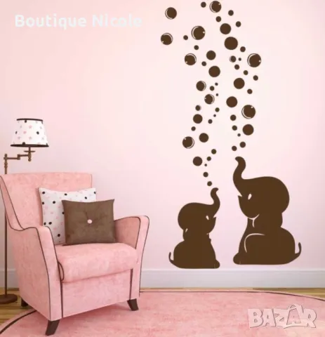 Стикер" Слончета с балончета"  , снимка 3 - Декорация за дома - 48002293