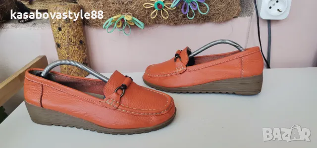 Оранжеви Обувки, мокасини 38н.Естествена кожа , снимка 8 - Дамски ежедневни обувки - 49474683