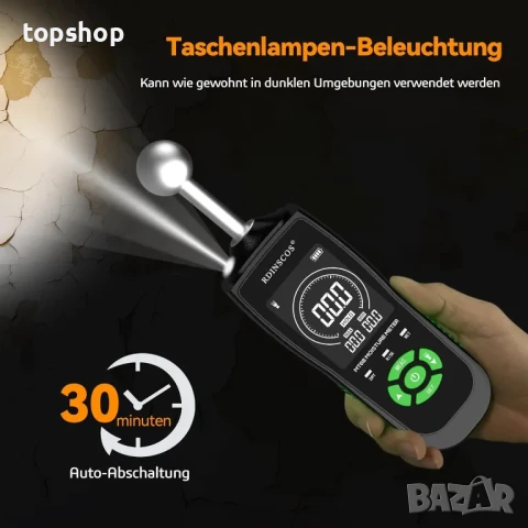 НОВ влагомер за стена RDINSCOS, зидария, дърво, замазка, бетон, мазилка с топка, снимка 7 - Измервателни инструменти - 50556225