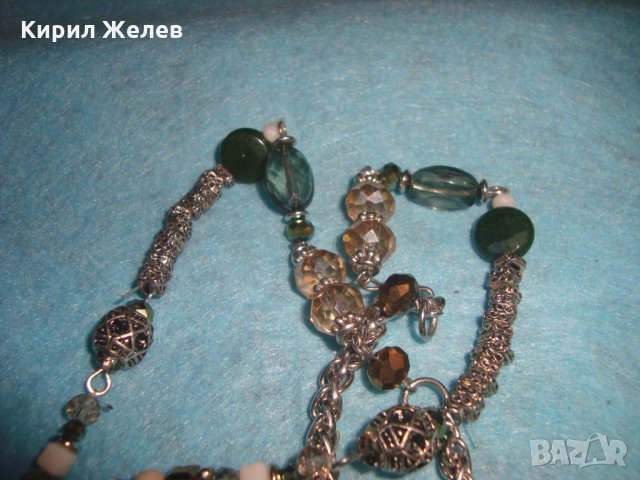 ВИНТИДЖ СРЕБРИСТО КРАСИВО КОЛИЕ с ФАСЕТИРАНИ ПОЛУСКЪПОЦЕННИ КАМЪНИ АРТ ХЕНД-МЕЙД 26639, снимка 8 - Колиета, медальони, синджири - 34806156