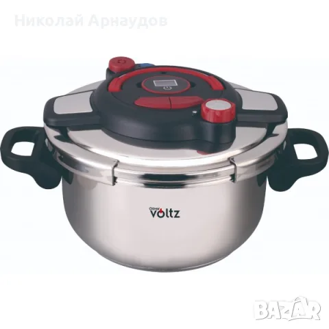 Тенджера под налягане 9 л, Многослойно термодънно, Индукция, Неръждаема стомана, снимка 4 - Съдове за готвене - 56078853