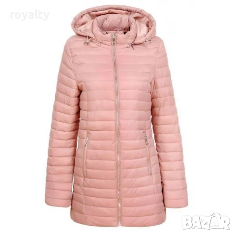 Дамско яке пудра с качулка