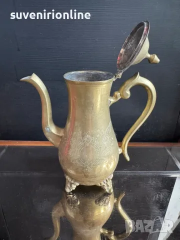 старинен месингов чайник бронз, снимка 2 - Антикварни и старинни предмети - 49636082