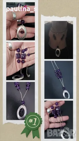 Два броя / Сребърно колие с камъни / проба 925 Italy , снимка 2 - Колиета, медальони, синджири - 49312478