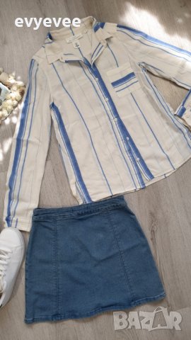 H&M Дамска риза бяло и синьо райе, снимка 5 - Ризи - 33809631