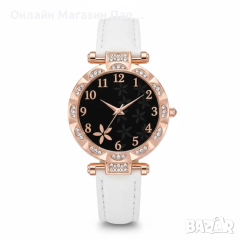 РАЗПРОДАЖБА! Дамски кварцов часовник с камъни – кожена каишка в различни цветове, снимка 8 - Дамски - 52348140