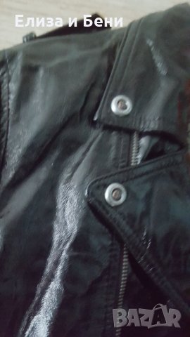 Унисекс рокерия кожено байкър мото яке с лачено покритие естествена кожа Tough Jeansmith, снимка 3 - Якета - 35728269
