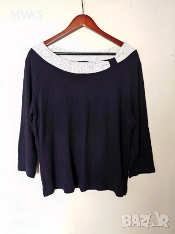 Дамска тъмно синя блуза с дълъг ръкав L XL размер