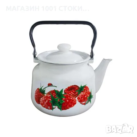 Украйнски емайлиран чайник бял с декор 3.5 Л.