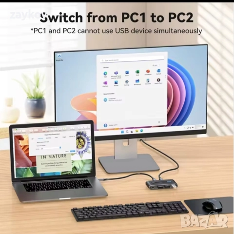 Navceker-Превключвател USB C към принтер и скенер с клавиатура за компютър, 10Gbps, USB C 3.2, снимка 3 - Друга електроника - 52107720