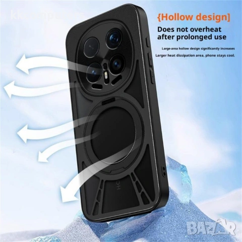 Магнитен калъф за Honor Magic8 Pro 5G с Въртяща се Стойка - PC+Силикон+Метал, Отверстия за охлаждане, снимка 6 - Калъфи, кейсове - 53285239