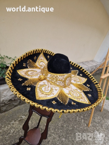 Прекрасно антикварно оригинално мексиканско сомбреро , снимка 4 - Спортни дрехи, екипи - 52266403