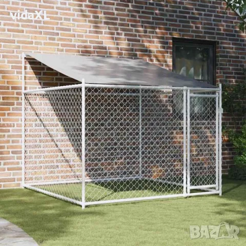 vidaXL Кучешка клетка с покрив и врата сив 2x2x2 м(SKU: 172559), снимка 2 - За кучета - 56060215