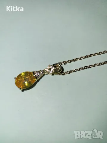 Колие с жълт цитрин форма сълза, снимка 7 - Колиета, медальони, синджири - 33292493
