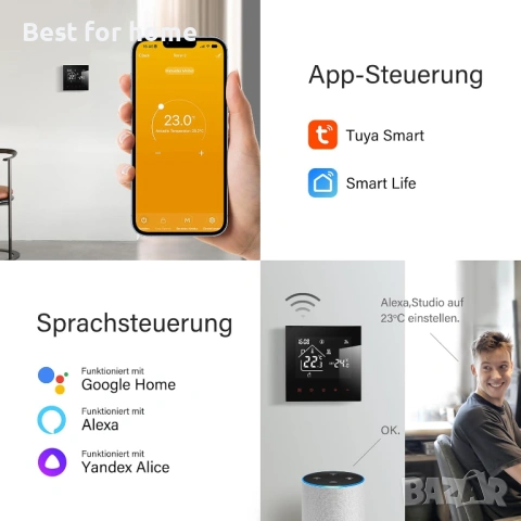 Beok WiFi стаен термостат за подово отопление, снимка 3 - Друга електроника - 53047265