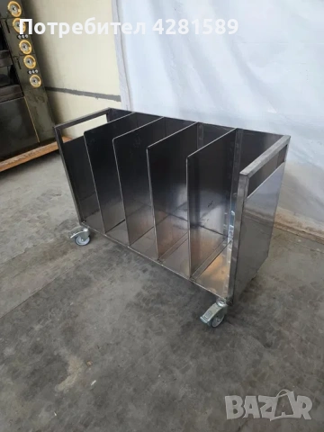 Немска количка за чували за брашно и продукти от неръждаема стомана в много добро състояние, снимка 5 - Други машини и части - 53654892