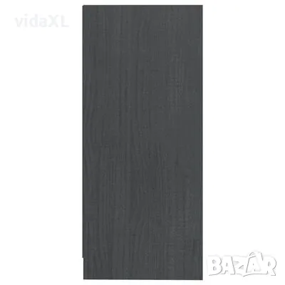 vidaXL Страничен шкаф, сив, 35,5x33,5x76 см, борово дърво масив(SKU:809932), снимка 4 - Шкафове - 48659539