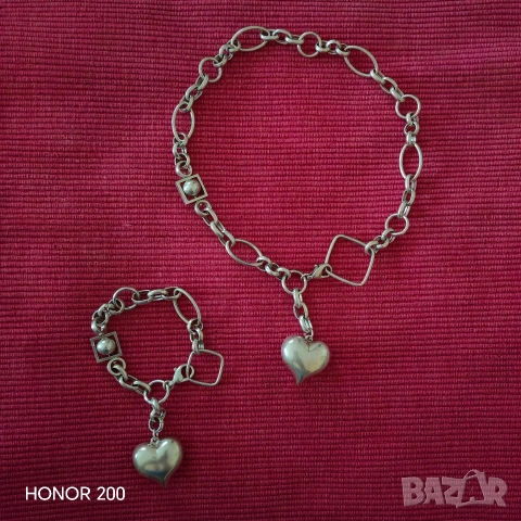 Сребърен комплект,колие и гривна. , снимка 9 - Колиета, медальони, синджири - 53580455