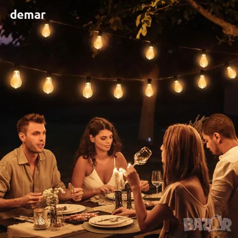 Външни светлини Bestendony Водоустойчиви, 15M гирляндни светлини с 26 нечупливи крушки (1 резервна), снимка 8 - Лед осветление - 48008635