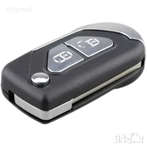 Луксозна сгъваема кутийка за ключ за Citroen/ Peugeot, 2 бутона, Хром дизайн, с острие VA2, снимка 3 - Аксесоари и консумативи - 55844179