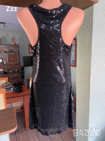 Черна пайетена рокля, снимка 2 - Рокли - 41188835