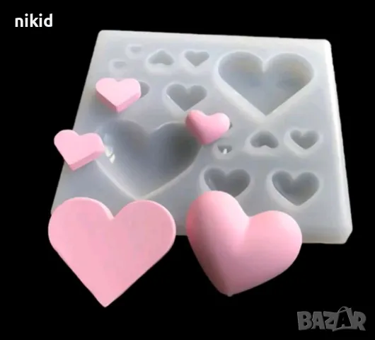 Малки Големи Сърца сърце силиконов молд форма фондан шоколад смола гипс декор, снимка 3 - Форми - 48722841