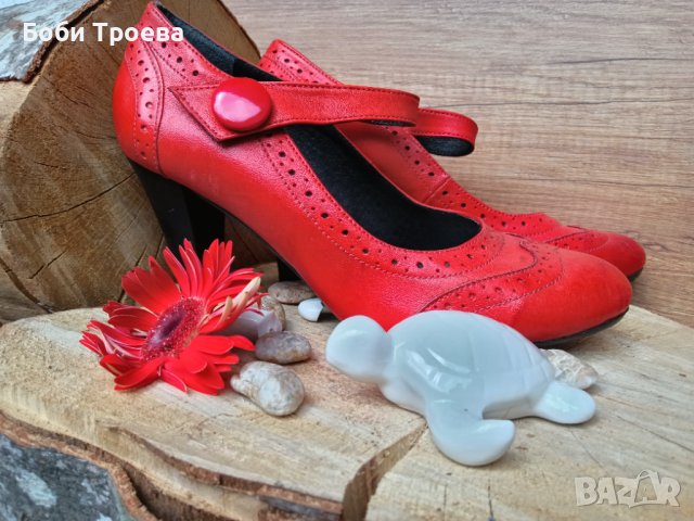 Изисканост към облеклото Ви с дамски обувки,изработени от естествена кожа в актуален червен цвят, снимка 11 - Дамски обувки на ток - 41600756