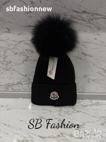 Moncler шапка с естествен пух, снимка 3 - Шапки - 53276046