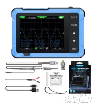 2в1 Цифров Осцилоскоп DSO510 10MHz 48MS/s Лента Честота 0-50KHz Сигнал Генератор ± 400V Напрежение, снимка 17 - Друга електроника - 53828088