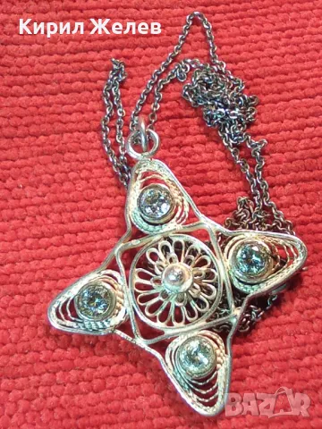 СТАР ФИЛИГРАНЕН ПОСРЕБРЕН МЕДЕН МЕДАЛЬОН с АКВАМАРИН и СРЕБЪРНА ВЕРИЖКА с НУЖДА от ЛЕК РЕМОНТ 44833, снимка 16 - Антикварни и старинни предмети - 49351757