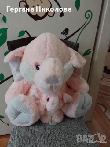 Плюшено голямо слонче с бебе слонче, снимка 2 - Плюшени играчки - 52618565