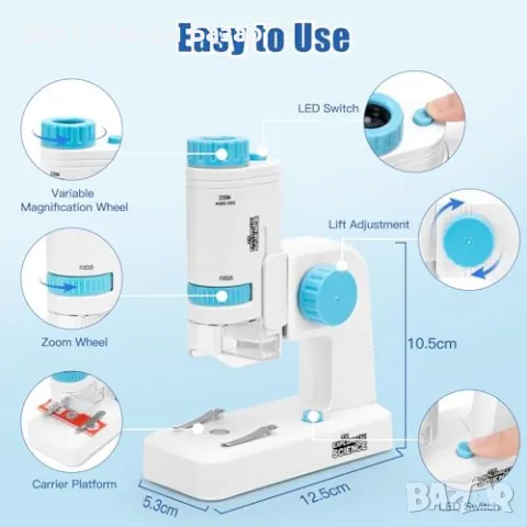 Нов Образователен микроскоп за деца с 12 проби и ръчен режим играчка, снимка 5 - Образователни игри - 49607744