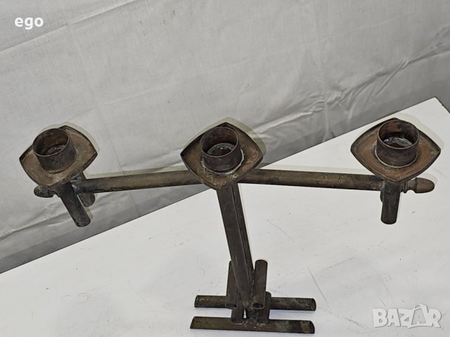 Месингов свещник за 3 свещи, снимка 4 - Други - 41302945