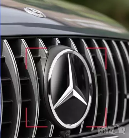Стъклена емблема лого Mercedes Distronic W205 W204 W213 W253 18.5 cm, снимка 3 - Аксесоари и консумативи - 47590263