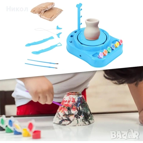 Ктеативен комплект грънчарско колело с адаптер, снимка 7 - Рисуване и оцветяване - 53398511