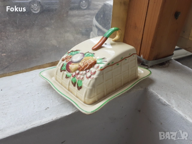 Порцеланов съд за масло Staffordshire England порцелан, снимка 3 - Антикварни и старинни предмети - 53436209