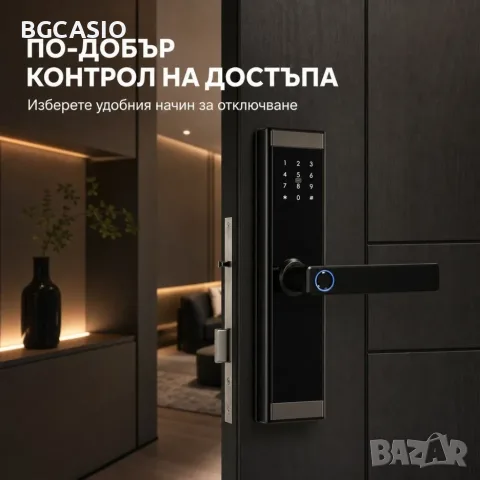 Смарт електронна брава за врата с код, отпечатък, карта и Bluetooth, снимка 5 - Заключващи механизми, брави и катинари - 56131425