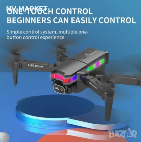 Дрон F190 с 4K камера, LED светлини и WiFi – Черен модел с висока маневреност и интелигентни функции, снимка 3 - Дронове и аксесоари - 53837705