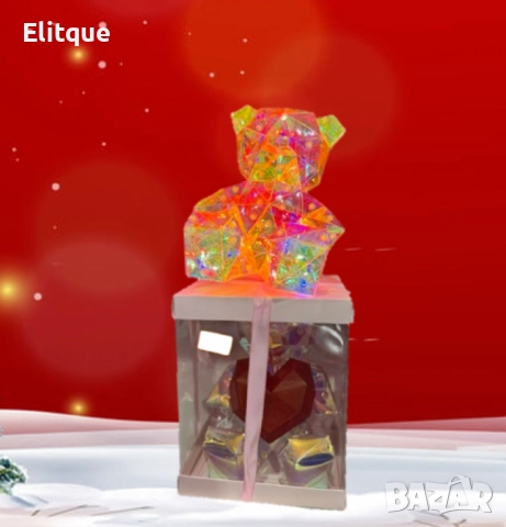 Светещо коледно мече с ефектен дизайн – празнична магия в кутия, снимка 2 - Подаръци за жени - 52832175