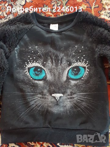 Зимна детска блузка с котенце